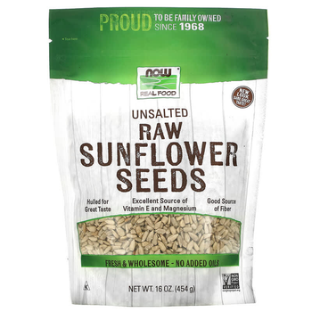 Сырые семена подсолнечника NOW Foods, Real Food "Unsalted Raw Sunflower Seeds" очищенные, без соли (454 г)