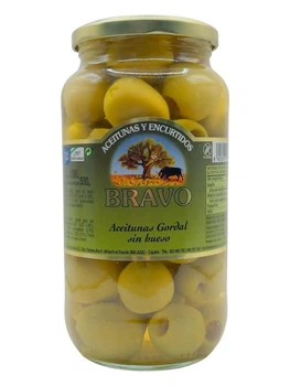 Оливки Bravo Aceitunas Gordal sin bueso Гіганти без кісточки 1 кг