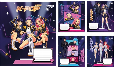 Набор ученических тетрадей Yes K-pop Musik А5 24 листа в клетку 20 шт (768952)