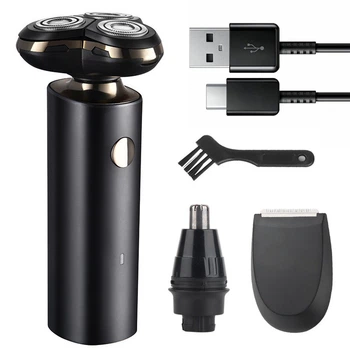 Аккумуляторная электробритва + 3 насадки, с USB, SURKER SK-3002