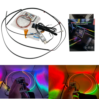 Автомобильный гибкий неон RGB - подсветка салона авто, карт дверей, управление через телефон Bluetooth Ambient light