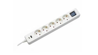 Фільтр мережевий 2E, 5 розеток, 3 м, White, 1xType-C / 1xUSB (2E-SP515M3USBWH)