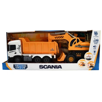 Игровой набор спецтехники 2 в 1 Самосвал Scania и экскаватор TechnoDrive