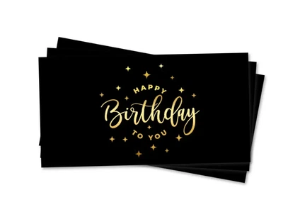 Конверт для денег «Happy Birthday», черный с золотым тиснением