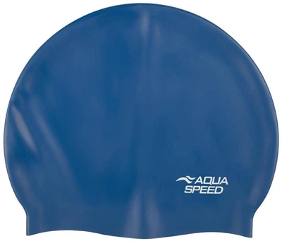 Шапочка для плавания Aqua Speed MONO XL взрослая силиконовая для бассейна и длинных волос, увеличенный размер Синий