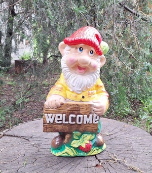 Садовий Декор Гном Великий Welcome 54 см кераміка для подвір'я, паркові статуетки
