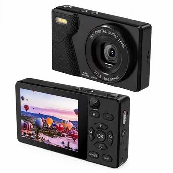 Фотоапарат цифровий 4K 64MP з автофокусом, подвійною передньою та задньою камерою для селфі , камера для фото та відео, YouTube, TikTok, Instagram, компактний фотоапарат для подорожей, дітей, блогерів, 18X зум, дисплей 2.8", MicroSD до 256GB