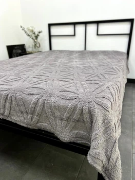 Плед из микрофибры евро 200×220 ромашка серый