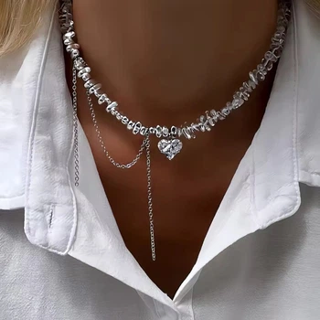 Женское колье с подвеской в виде сердца Silver Diamond