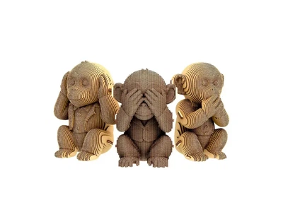 Картонный 3D пазл Трио Мавпенят, Cartonic, 280 эл.