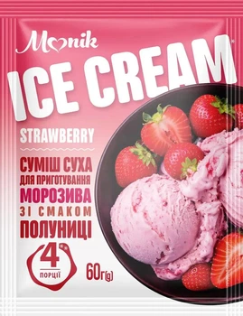 Мороженое со вкусом клубники сухая смесь 60 г