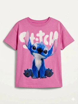 Футболка дитяча zara для дівчинки рожева з малюнком Stich 98 см