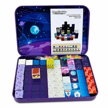 Детский магнитный конструктор Magnetic Cube Space World 60 элементов в металлическом кейсе