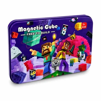 Магнитный конструктор Minecraft Magnetic Cube Space World 60 деталей в металлической коробке