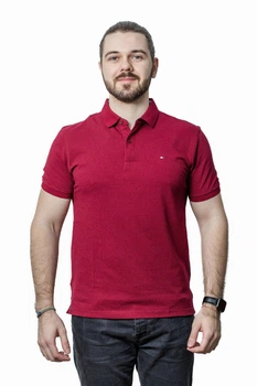 Футболка-поло с логотипом Tommy Hilfiger B1388-16 8XL бордовая