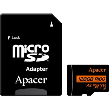 Карта памяти Apacer microSDXC 128GB Class 10 UHS-I/U3 V30 A2 R100 + SD Adapter (AP128GMCSX10U8-R) [166580]