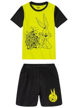 Піжамка з принтом Кролик Looney Tunes 134 140 Lupilu чорна салатова