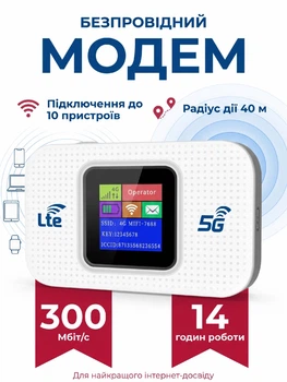 Карманный 4G/5G модем, Wifi роутер MF68E с экраном до 300Mbps, Белый