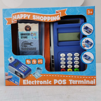 Детская касса супермаркет на батарейках POS-терминал, оплата картой, звук, свет, печать чека