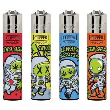 Набір кремнієвих запальничок Clipper Pocket Astro Weed 2, 4 шт, 70 х 14 мм