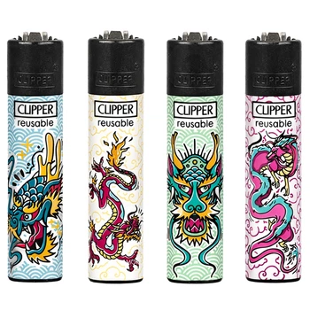 Набір кремнієвих запальничок Clipper Pocket Asian Dragons, 4 шт, 70 х 14 мм