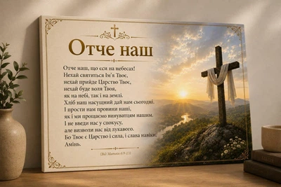 Натуаральный холст "Молитва "Отче наш" - христианский декор, размер 30х45 см