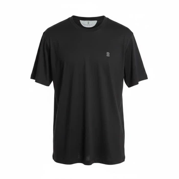 Мужская футболка Brunello Cucinelli Logo-Print Cotton-Jersey T-Shirt черная, размер XL (BC12001.6XL)