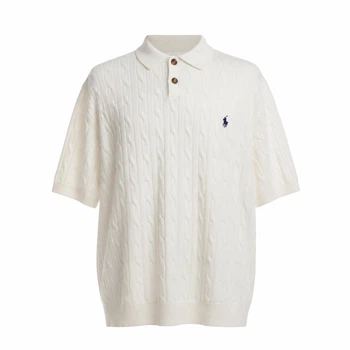 Мужская футболка поло Ralph Lauren Cable Knit белая, размер M (RL13001.11M)