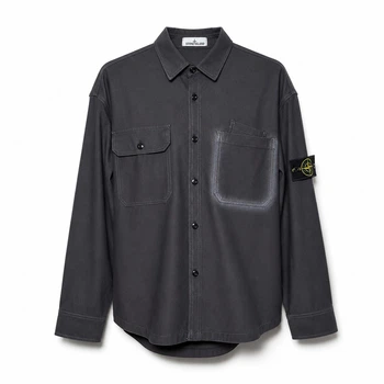 Мужская рубашка в стиле Stone Island Stretch Velvet Overshirt темно-серая размер L (SI11004.8L)