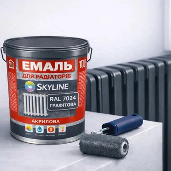 Эмаль акриловая термостойкая SkyLine для радиаторов и труб отопления RAL 7024 Графитовая 3 л