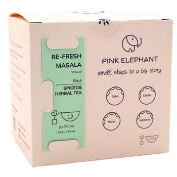 Чай черный со специями и травами освежающий Re-fresh Masala порционный 12х2г Pink Elephant