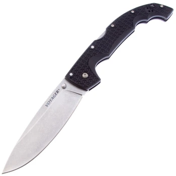 Ніж складаний Cold Steel Voyager XL Drop Point, замок Tri-Ad Lock, лезо Plain Stonewashed AUS-10A, руківя Black Griv-Ex, Тайвань, CS-29AXB