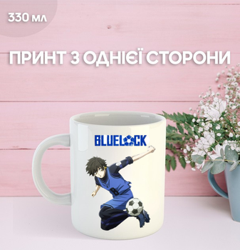 Кружка Синяя тюрьма Блю Лок с принтом керамическая чашка Blue Lock 330 мл Uk_1250