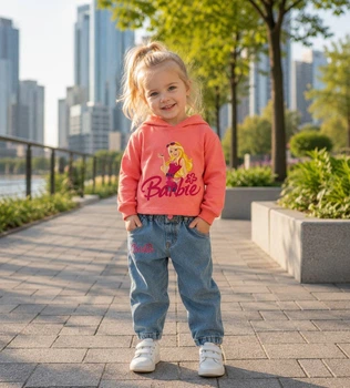 Дитячий костюм Barbie для дівчинки 3 роки, зріст 98 худі та джинси