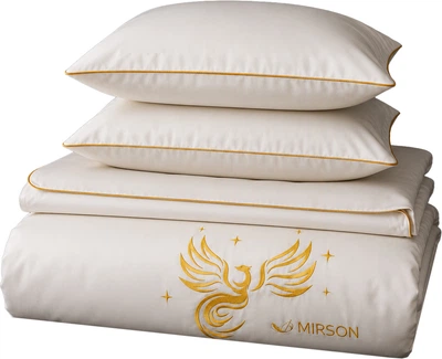 Комплект постельного белья MirSon полуторный 143x210 см 0001 Moko White Fire Bird сатин Elit (2200008706562)