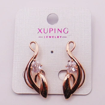 Сережки з медичного сплаву з фіанітами Xuping 33х11 мм xp85