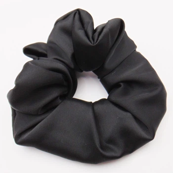 Велика шовкова гумка для волосся 12 см чорна Handmade 335