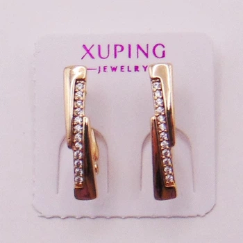 Серьги медсплав с фианитами Xuping 18х3 мм xp196