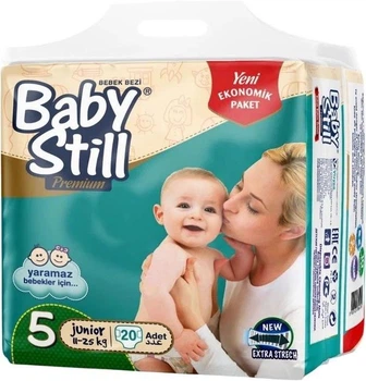 Підгузки дитячі Baby Still Economic розмір 5 (11-25 кг) 20 шт анатомічні памперси для малюків від протікань