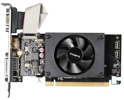 Відеокарта GeForce GT710, Gigabyte, 2Gb GDDR3, 64-bit, VGA/DVI/HDMI, 954/1800MHz (GV-N710D3-2GL)