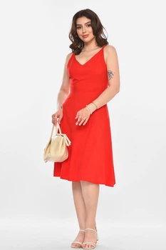 Сарафан женский однотонный красного цвета Fashion размер 44 (215147)