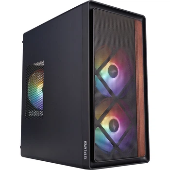 Корпус для ПК 1stPlayer WD1 Mini-Tower без БП MicroATX/Mini-ITX RGB Black (WD1-BK-3F1)