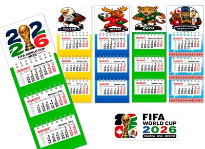 Календарь на магните, на 2026 и 2027 год , 5 штук , Чемпионат мира по футболу 2026, ЧМ 2026 (World Cup 2026) , Футбольный сувенир ,подарок фанату футбола , 3 вид