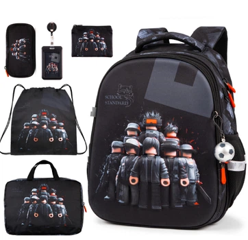Школьный ортопедический рюкзак 6 в 1 для мальчика School Standard 38х30х18 см Роблокс для младших классов (SET 170-81)