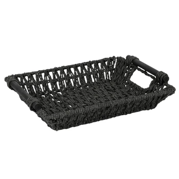 Кошик плетений з ручками Stenson R42068 32х25х6.5 см Чорний
