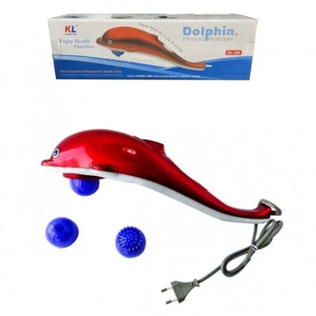 Инфракрасный ручной массажер Dolfin электромассажер Дельфин для спины и шеи с насадками