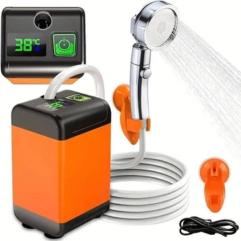 Аккумуляторный портативный душ с датчиком температуры и дисплеем SHOWER-7200T 7800 mAh