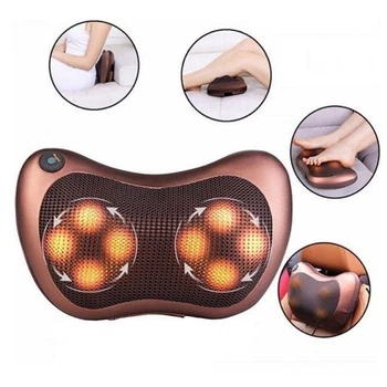 Массажная подушка с инфракрасным подогревом Massage Pillow QY-8028, роликовый масажер для спины и шеи