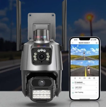 Вулична Wi-Fi IP-камера відеоспостереження Dual Lens 6MP з бузковим і двостороннім зв'язком для дому