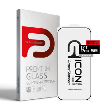 Защитное стекло для Xiaomi 17T Pro, Icon, 2.5D закалённое стекло, полное проклеивание, глянцевое, ударопрочное, с олеофобным покрытием, совместимо с чехлами, прочность 9H, простая установка, ArmorStandart (ARM90930)